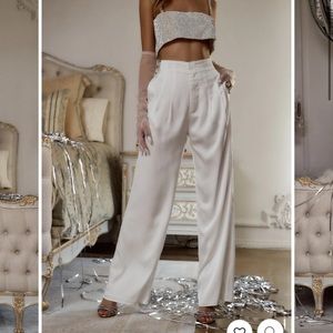 12th Tribe Halley White Satin Pants